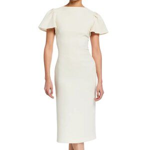BRANDON MAXWELL Ruffle-Sleeve Crepe Midi Dress